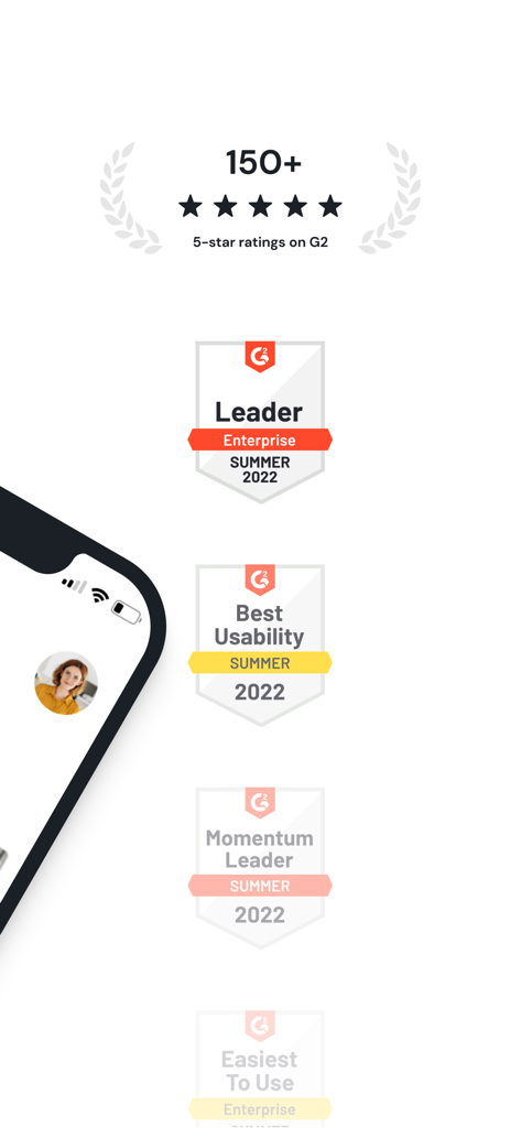 Haiilo Amplify - G2 ratings and enterprise leadership award badges for the Haiilo Amplify app