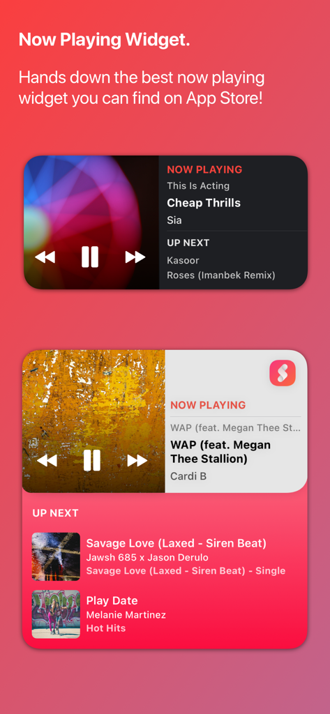 Widget premium in riproduzione e successivi per l'app musicale Soor