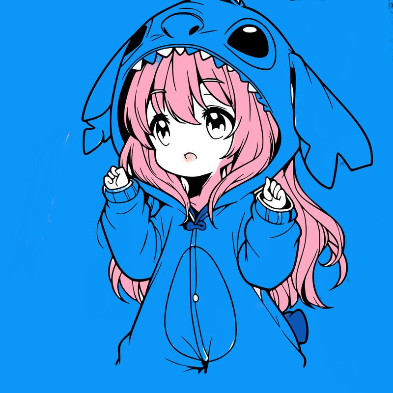 anime girl in a stitch onsie