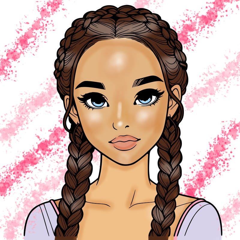 realistic girl with braids