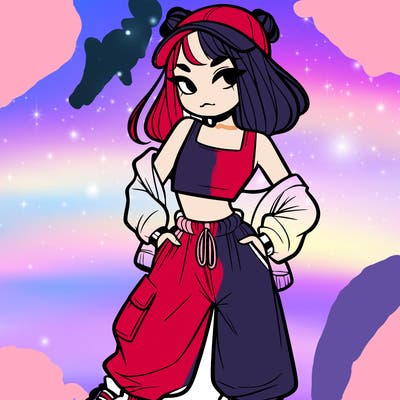 girl in crop top and baggy pants