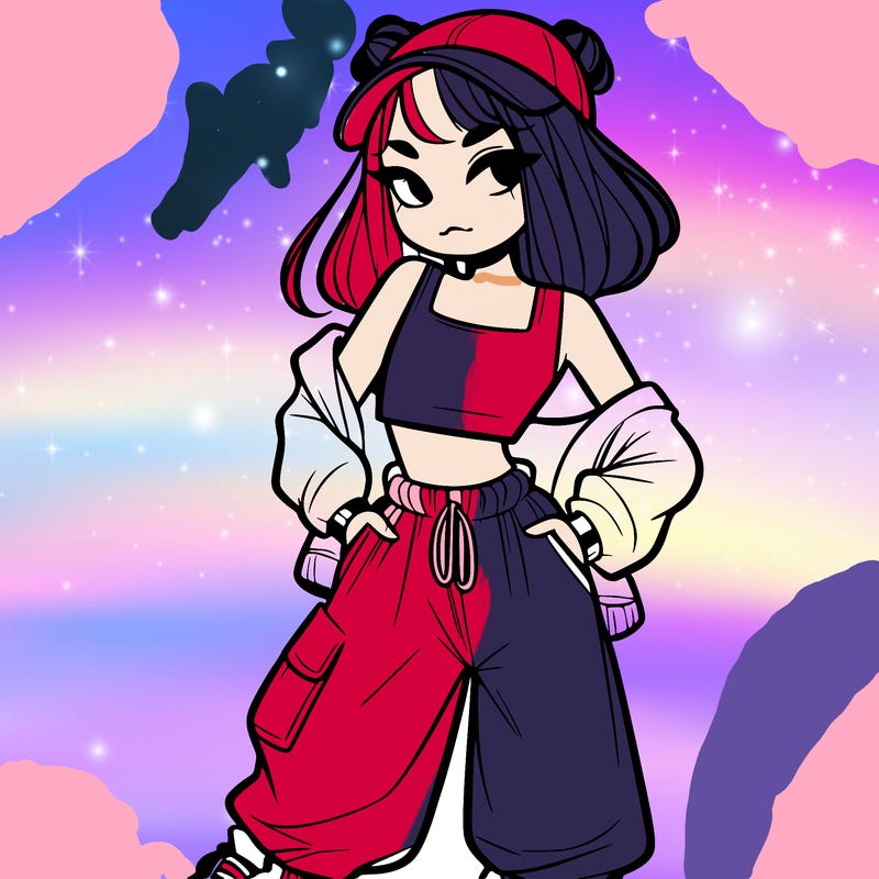 girl in crop top and baggy pants