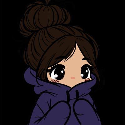 shy girl in big hoodie with messy bun