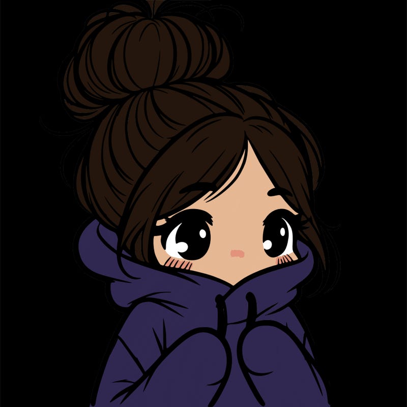 shy girl in big hoodie with messy bun