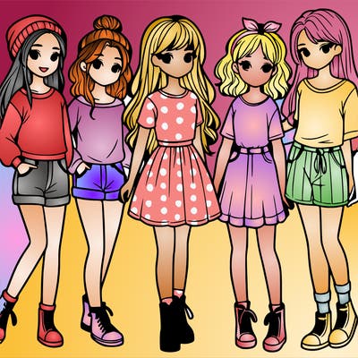 a group of five girls