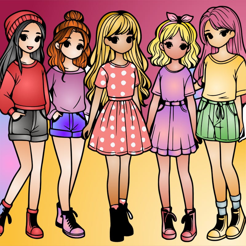a group of five girls