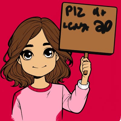 realistic girl holding up a sign