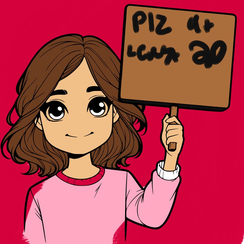 realistic girl holding up a sign