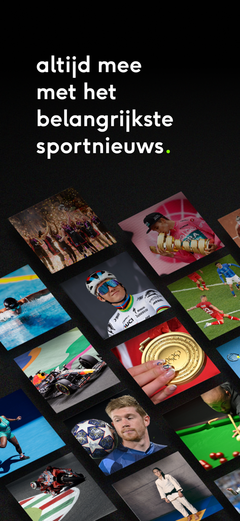 Sporza - Collage of various sports and athletes in the Sporza mobile app