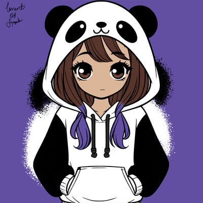 girl in panda hoodie