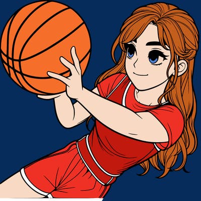 realistic girl playing basketball