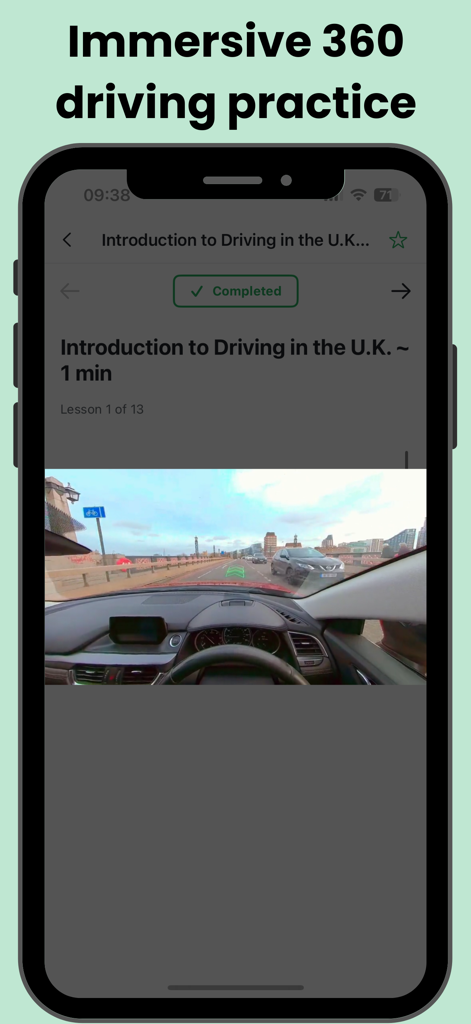 Tripiamo - Tripiamo app screenshot of a 360 degree driving lesson for the UK.