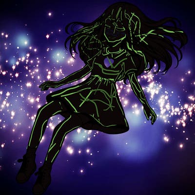 realistic girl floating