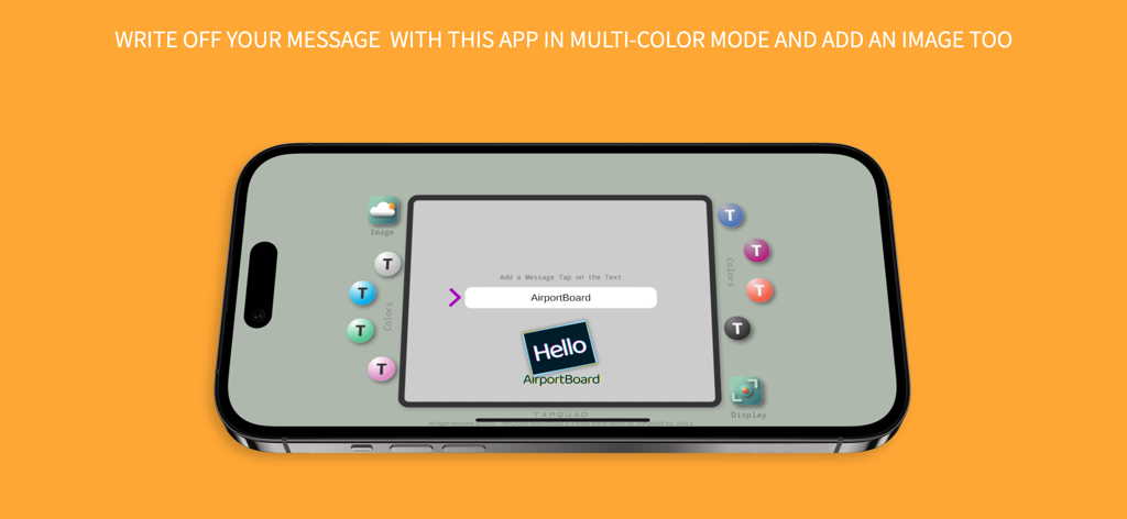 AirportBoard - Screenshot of AirportBoard app interface showing text and color customization for a digital sign