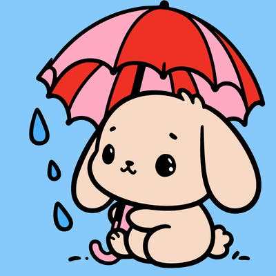 cute bunny with a tiny umbrella