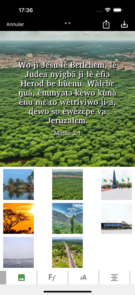Benin Bible - Interface for creating and sharing Bible verse photos in Beninese languages