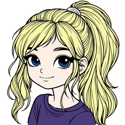 realistic girl with ponytail