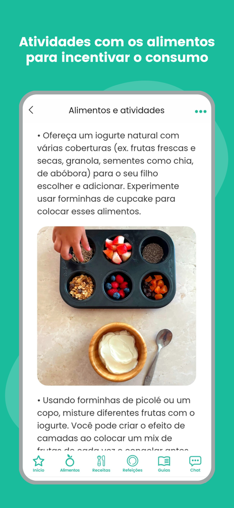 Child choosing healthy yogurt toppings from a muffin tin to encourage food exploration