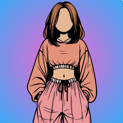 realistic girl faceless with baggy pants and a crop top