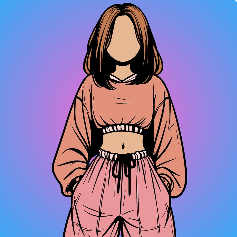 realistic girl faceless with baggy pants and a crop top