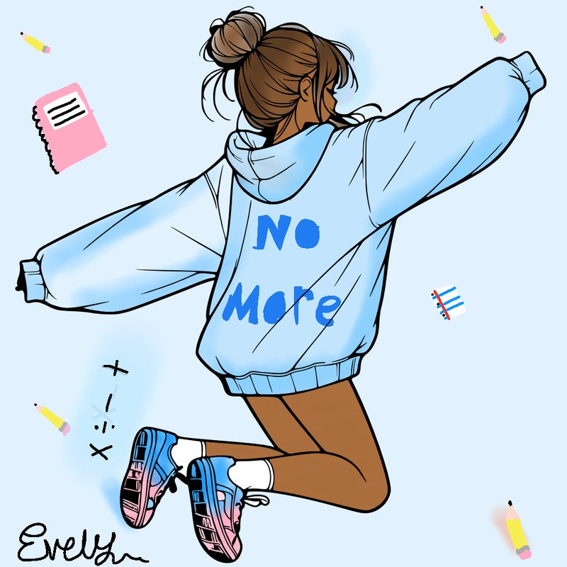 realistic girl jumping with a bun and oversized sweatshirt