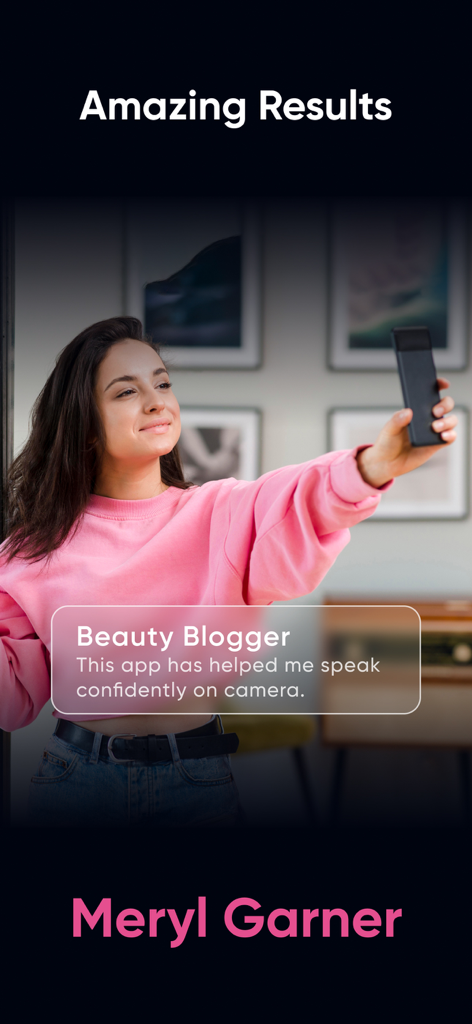 Teleprompter for Video ۬ - A testimonial from a beauty blogger named Meryl Garner about using the Teleprompter for Video app to speak confidently