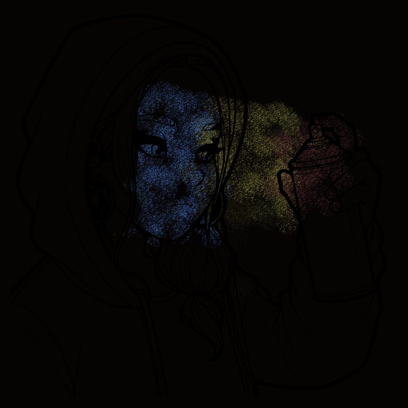 a realistic girl, spray painting