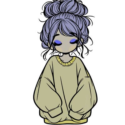 girl with baggy sweatshirt and messy bun