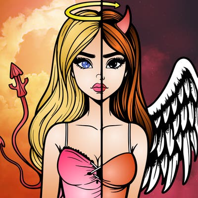 devil vs angel realistic girl