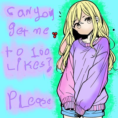 manga teen girl  in a sweater and baggy pants