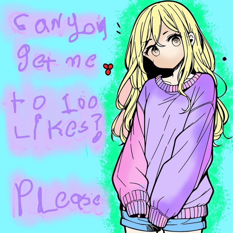 manga teen girl  in a sweater and baggy pants