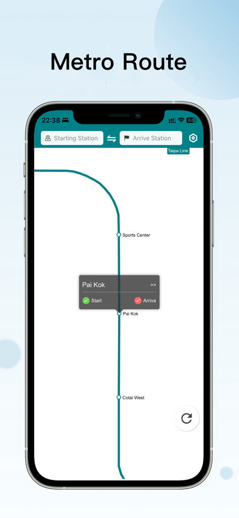 Macao LRT Map - Mobile screen showing the Macao LRT metro map and route planning interface