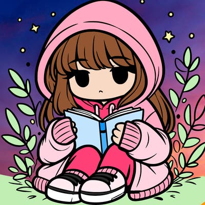 girl in oversized hoodie reading a book