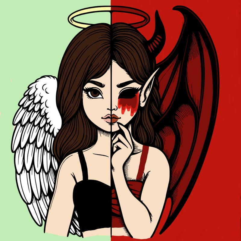 realistic angel half demon