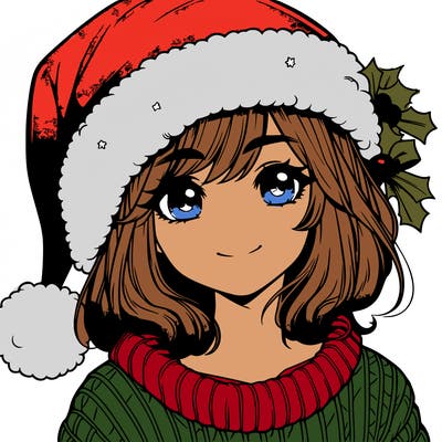 realistic girl with the santa hat