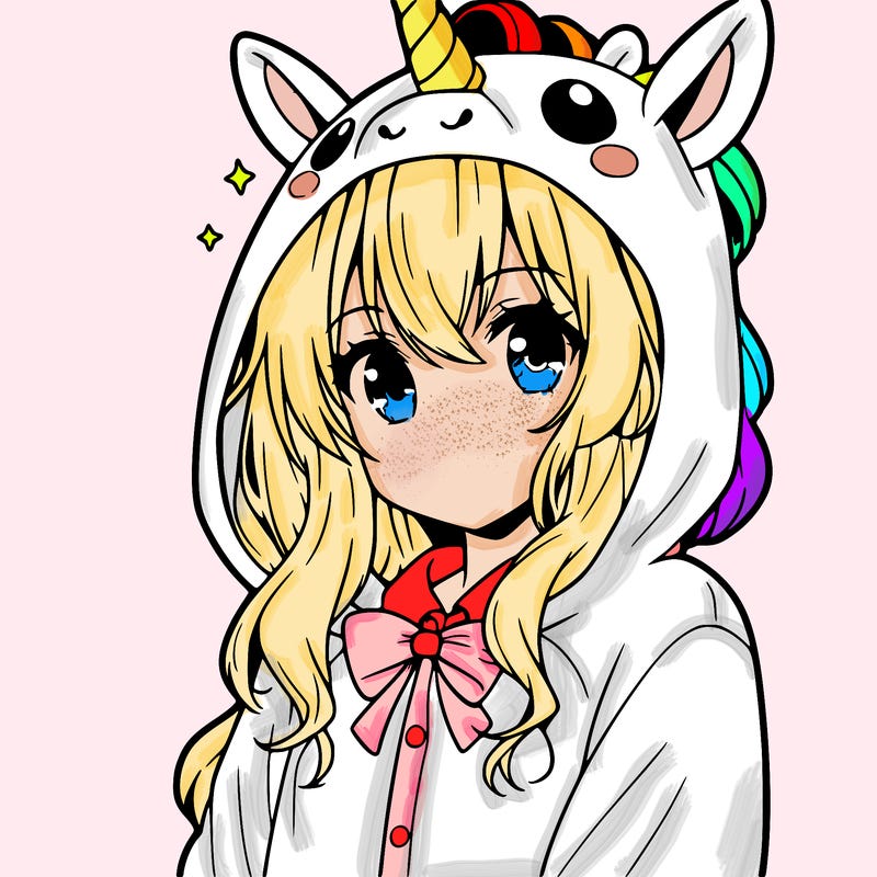 anime girl in unicorn onesie