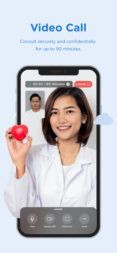 Interfaz de videollamada de la aplicación Ooca para una consulta privada de salud mental