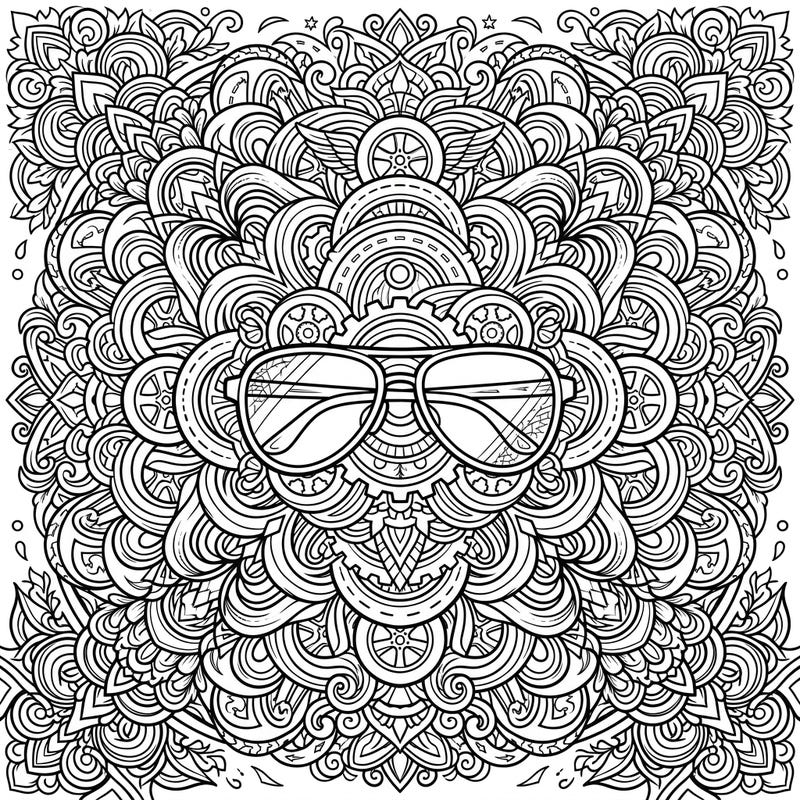 Discover a one-of-a-kind coloring experience with our Driving Glasses Mandala template. This intricate design combines practical eyewear with captivating symmetrical patterns, perfect for a relaxing creative escape.
