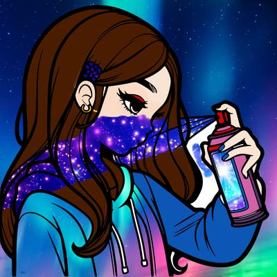 a realistic girl spray painting