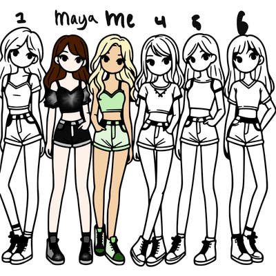 a group of girls wearing crop tops and shorts