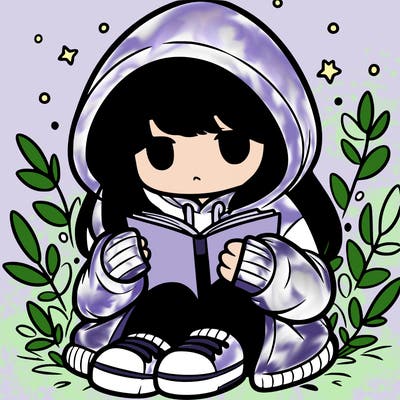 girl in oversized hoodie reading a book