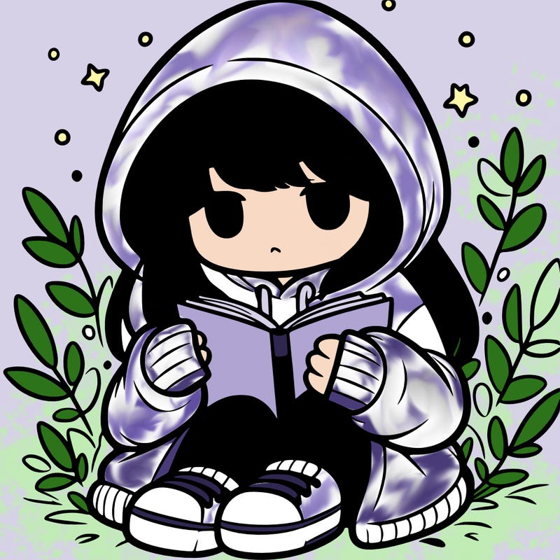girl in oversized hoodie reading a book