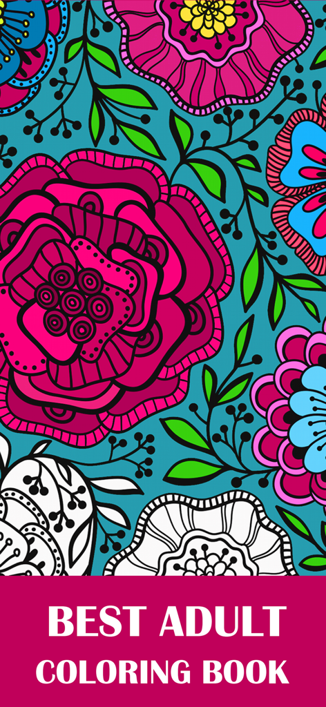 Coloring Book for Adults. - Vibrant floral patterns and intricate flower designs in the Coloring Book for Adults app