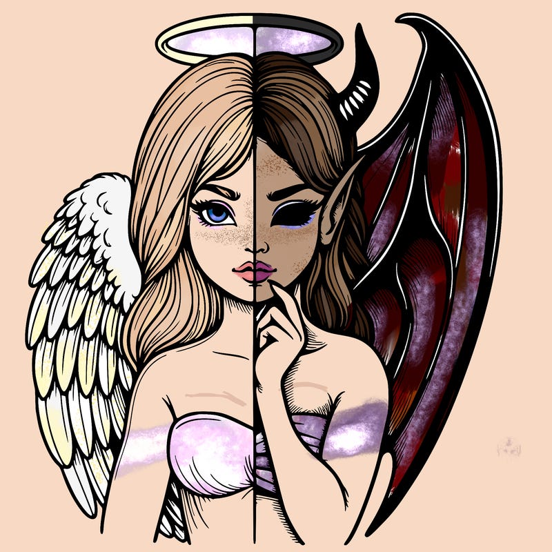 realistic angel half demon