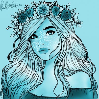 realistic girl with flower crown