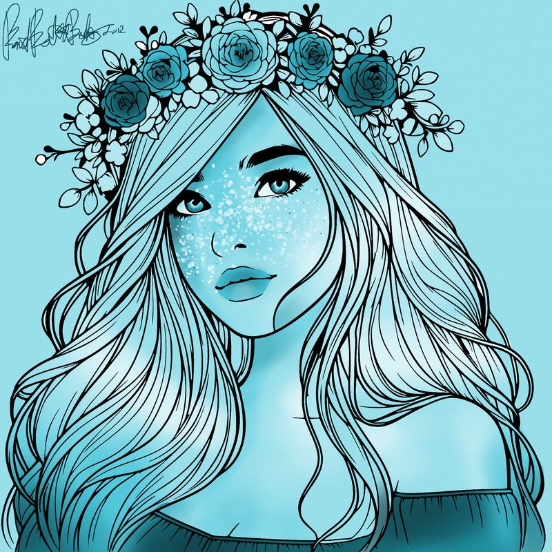 realistic girl with flower crown