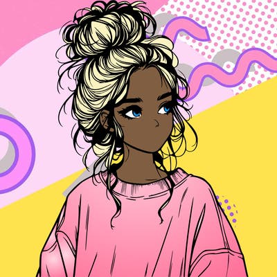 realistic girl with messy bun and oversized clothing