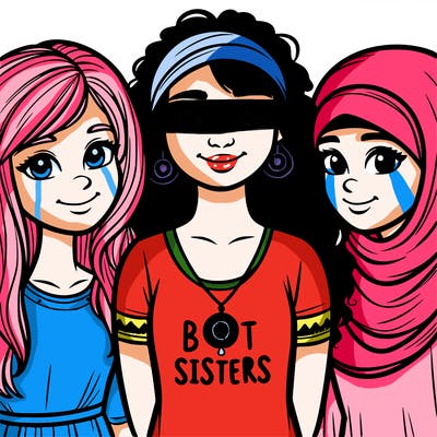 three sisters with a best sisters necklace