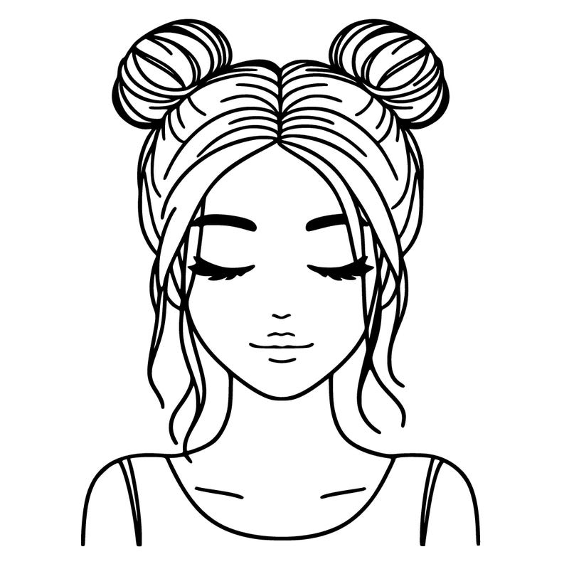 woman with hair buns