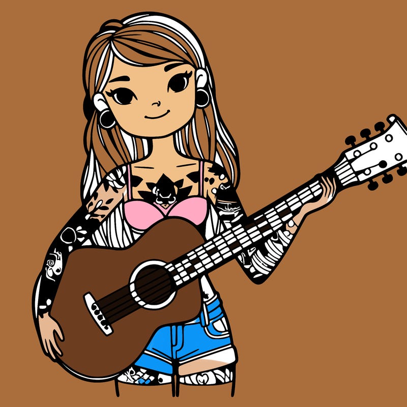 girl with guitar and tattoos
